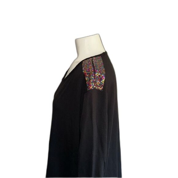 Lane Bryant Top Black with Sequins 14 16 - Picture 4 of 9
